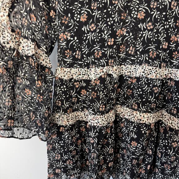 ULLA JOHNSON Essie Floral Ruffle Silk Dress Size 8 - Picture 9 of 9